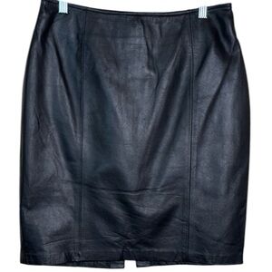 Croft & Barrow Lambskin Leather Black Pencil Skirt